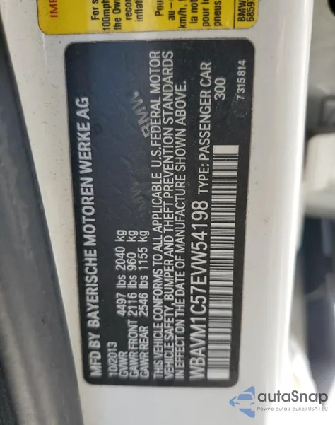 2014 BMW X1 Sdrive28I из США, поврежденный, VIN WBAVM1C57EVW54198